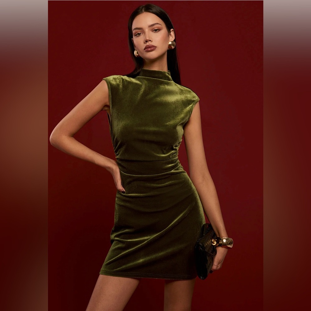Commense Olive Green Midi Dress